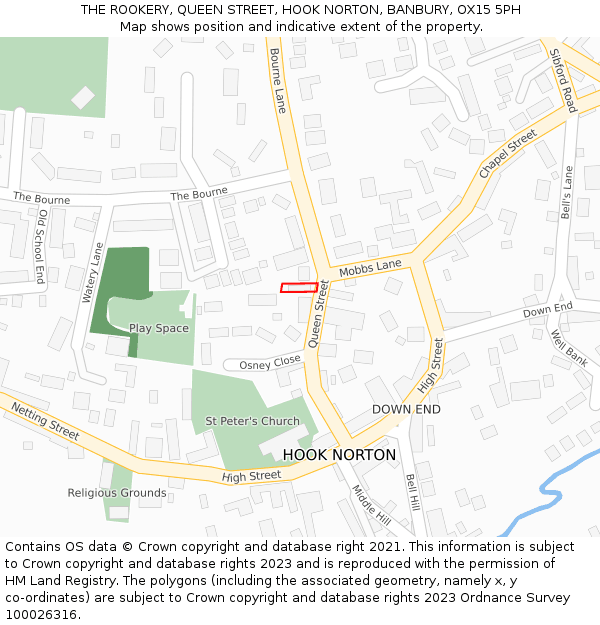 THE ROOKERY, QUEEN STREET, HOOK NORTON, BANBURY, OX15 5PH: Location map and indicative extent of plot