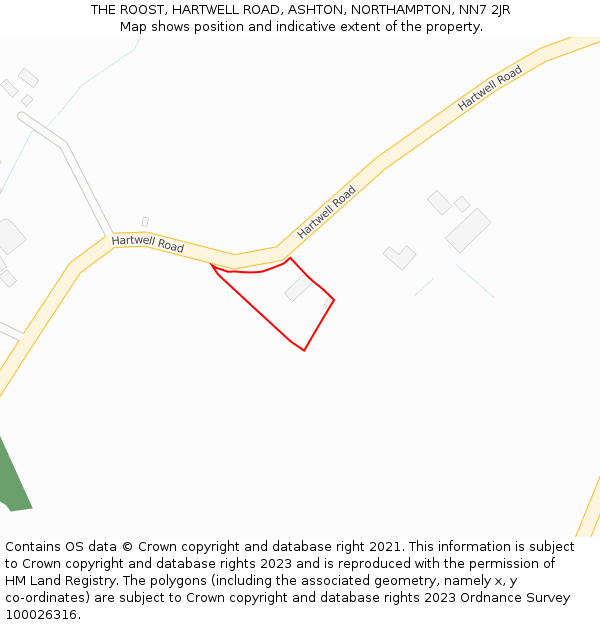 THE ROOST, HARTWELL ROAD, ASHTON, NORTHAMPTON, NN7 2JR: Location map and indicative extent of plot