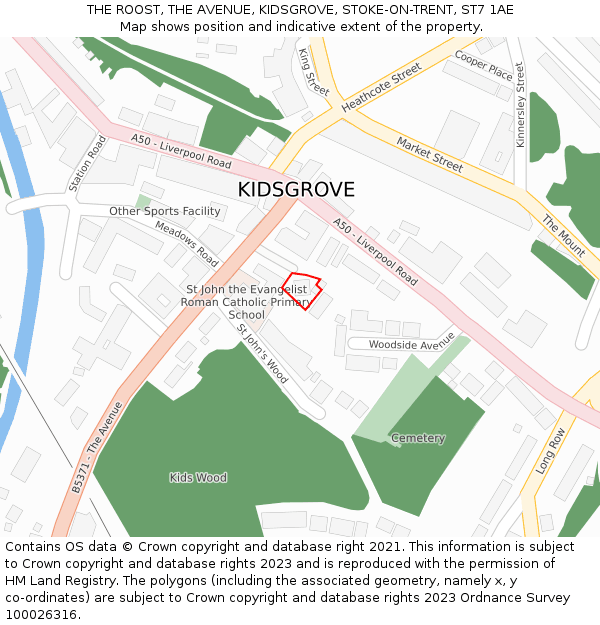 THE ROOST, THE AVENUE, KIDSGROVE, STOKE-ON-TRENT, ST7 1AE: Location map and indicative extent of plot