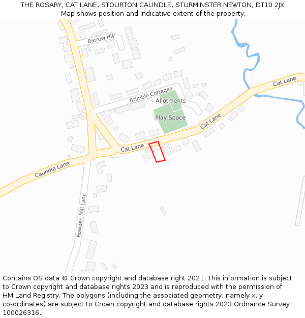 THE ROSARY, CAT LANE, STOURTON CAUNDLE, STURMINSTER NEWTON, DT10 2JX: Location map and indicative extent of plot