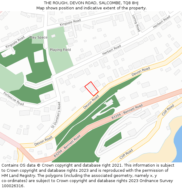 THE ROUGH, DEVON ROAD, SALCOMBE, TQ8 8HJ: Location map and indicative extent of plot