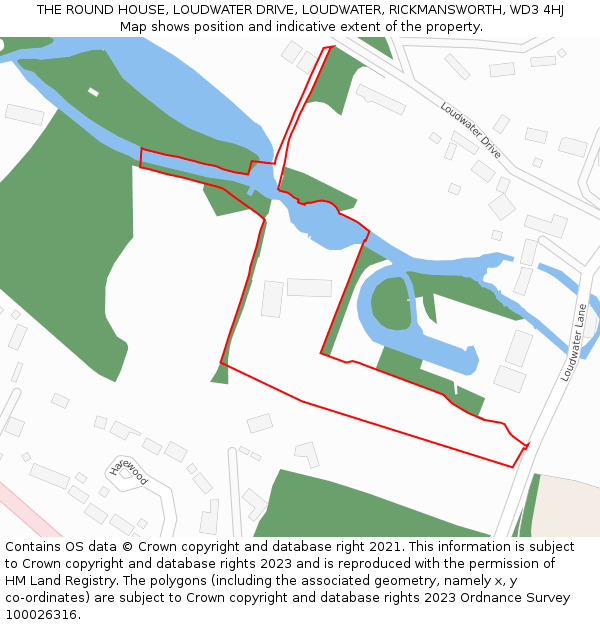 THE ROUND HOUSE, LOUDWATER DRIVE, LOUDWATER, RICKMANSWORTH, WD3 4HJ: Location map and indicative extent of plot