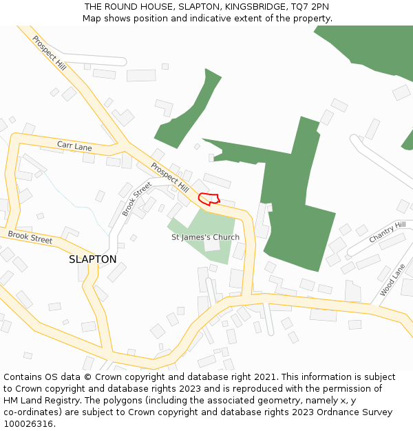 THE ROUND HOUSE, SLAPTON, KINGSBRIDGE, TQ7 2PN: Location map and indicative extent of plot