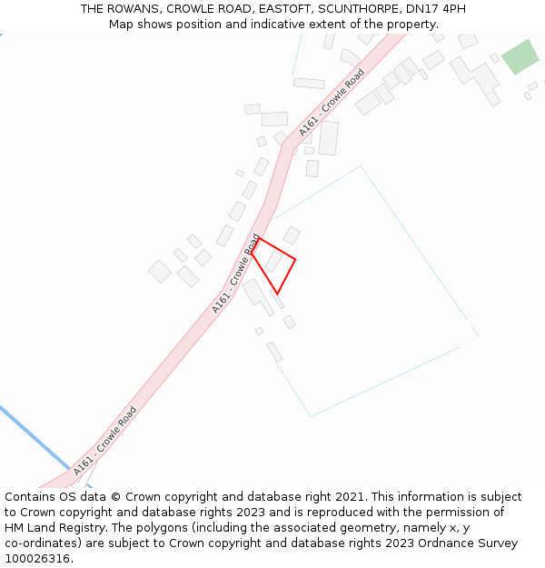 THE ROWANS, CROWLE ROAD, EASTOFT, SCUNTHORPE, DN17 4PH: Location map and indicative extent of plot