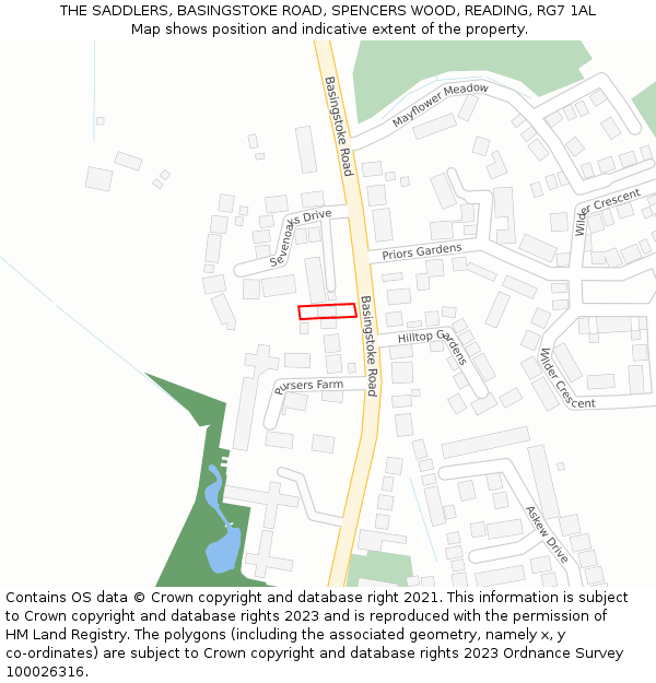 THE SADDLERS, BASINGSTOKE ROAD, SPENCERS WOOD, READING, RG7 1AL: Location map and indicative extent of plot