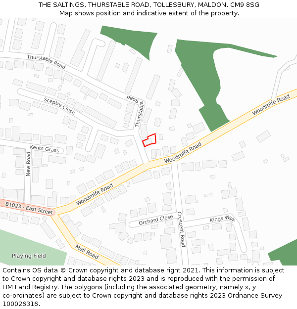 THE SALTINGS, THURSTABLE ROAD, TOLLESBURY, MALDON, CM9 8SG: Location map and indicative extent of plot