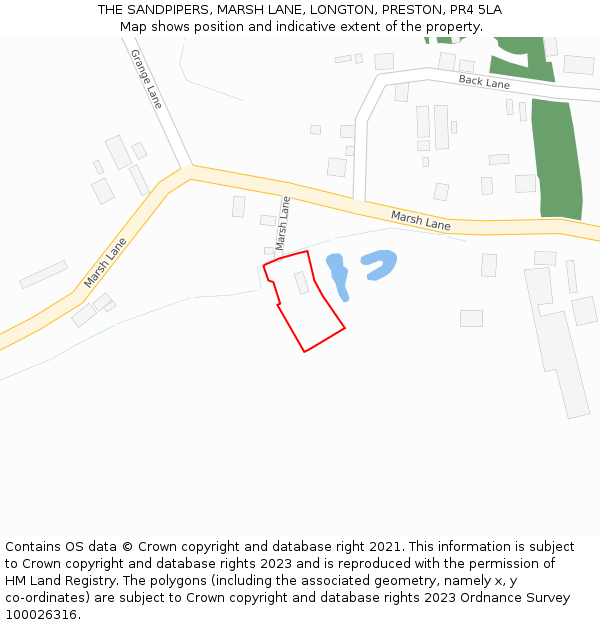 THE SANDPIPERS, MARSH LANE, LONGTON, PRESTON, PR4 5LA: Location map and indicative extent of plot