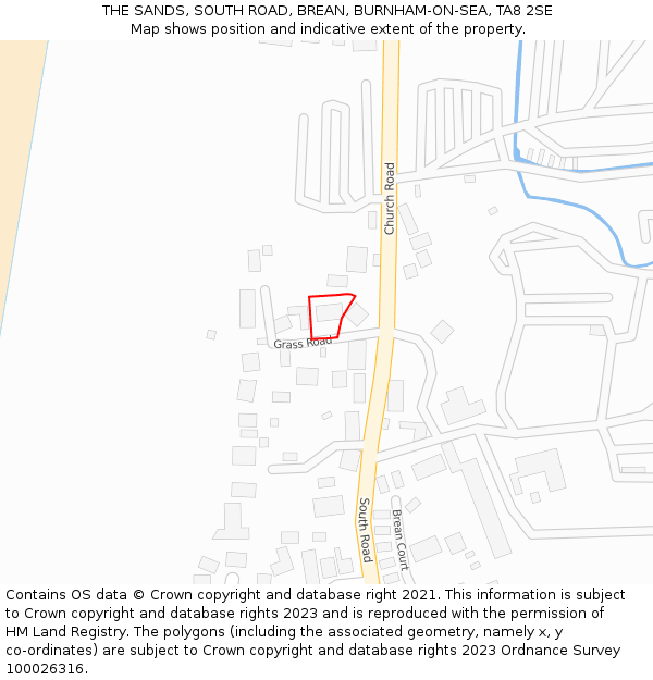 THE SANDS, SOUTH ROAD, BREAN, BURNHAM-ON-SEA, TA8 2SE: Location map and indicative extent of plot