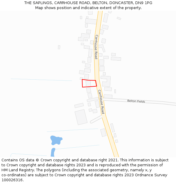 THE SAPLINGS, CARRHOUSE ROAD, BELTON, DONCASTER, DN9 1PG: Location map and indicative extent of plot