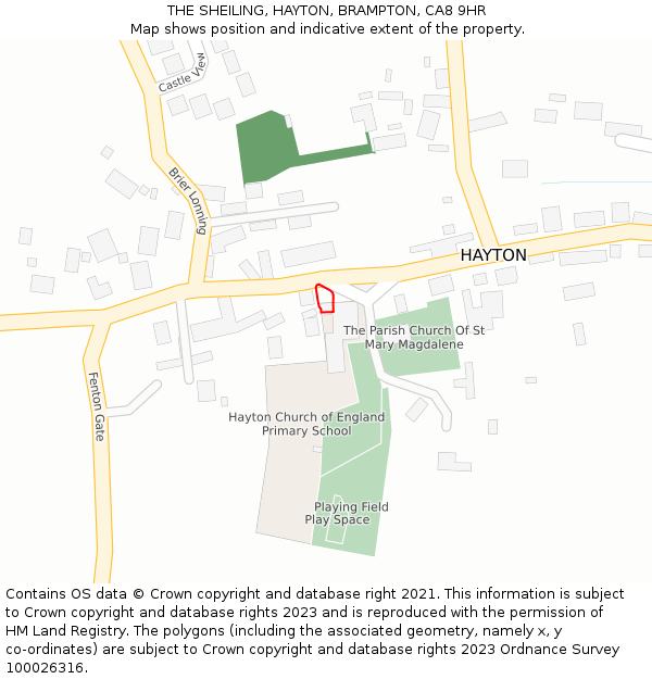 THE SHEILING, HAYTON, BRAMPTON, CA8 9HR: Location map and indicative extent of plot