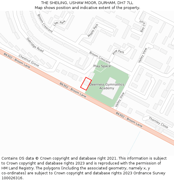 THE SHEILING, USHAW MOOR, DURHAM, DH7 7LL: Location map and indicative extent of plot