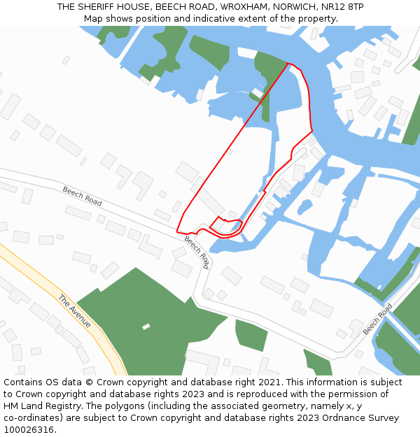 THE SHERIFF HOUSE, BEECH ROAD, WROXHAM, NORWICH, NR12 8TP: Location map and indicative extent of plot