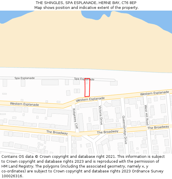 THE SHINGLES, SPA ESPLANADE, HERNE BAY, CT6 8EP: Location map and indicative extent of plot