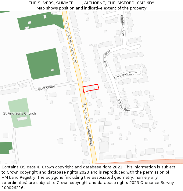 THE SILVERS, SUMMERHILL, ALTHORNE, CHELMSFORD, CM3 6BY: Location map and indicative extent of plot