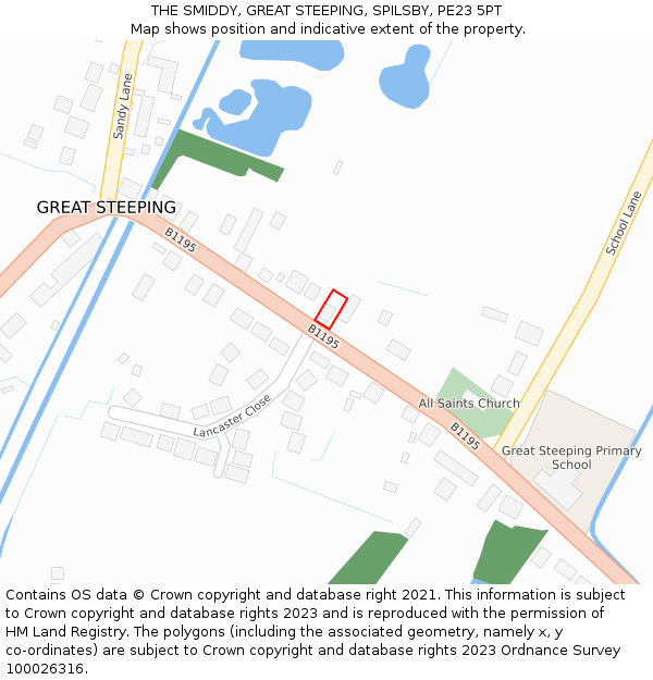 THE SMIDDY, GREAT STEEPING, SPILSBY, PE23 5PT: Location map and indicative extent of plot