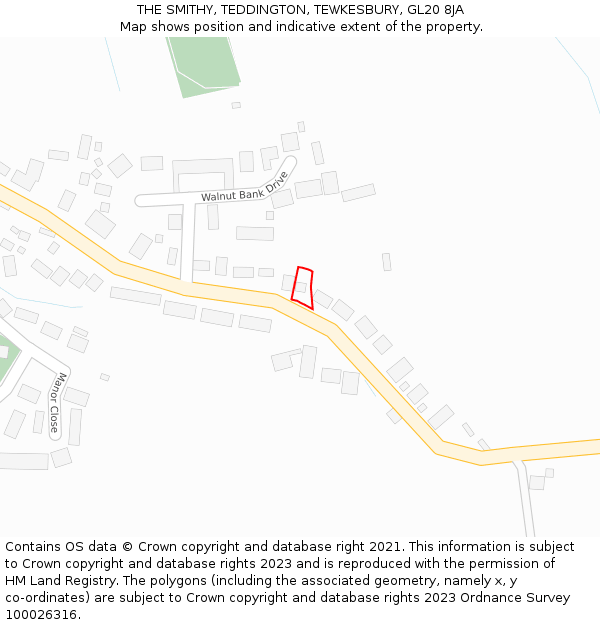 THE SMITHY, TEDDINGTON, TEWKESBURY, GL20 8JA: Location map and indicative extent of plot