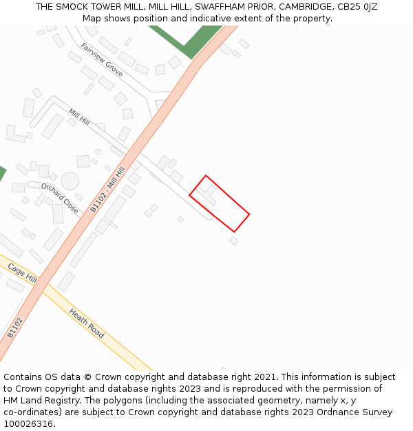 THE SMOCK TOWER MILL, MILL HILL, SWAFFHAM PRIOR, CAMBRIDGE, CB25 0JZ: Location map and indicative extent of plot