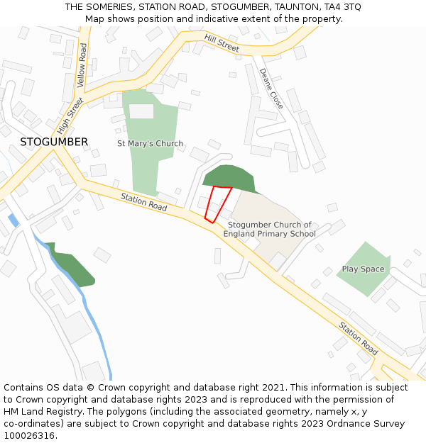 THE SOMERIES, STATION ROAD, STOGUMBER, TAUNTON, TA4 3TQ: Location map and indicative extent of plot