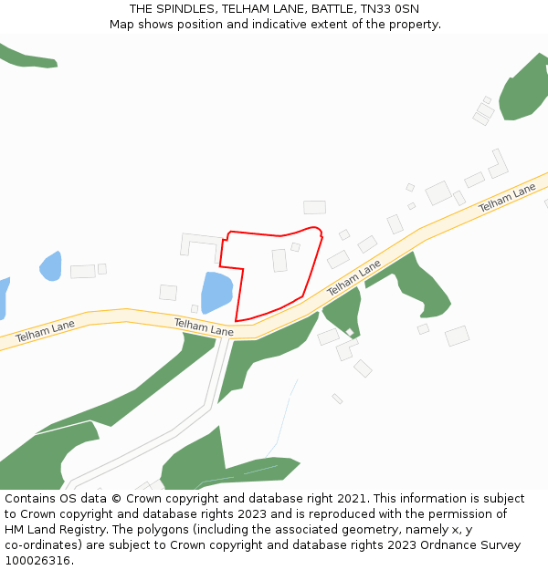 THE SPINDLES, TELHAM LANE, BATTLE, TN33 0SN: Location map and indicative extent of plot
