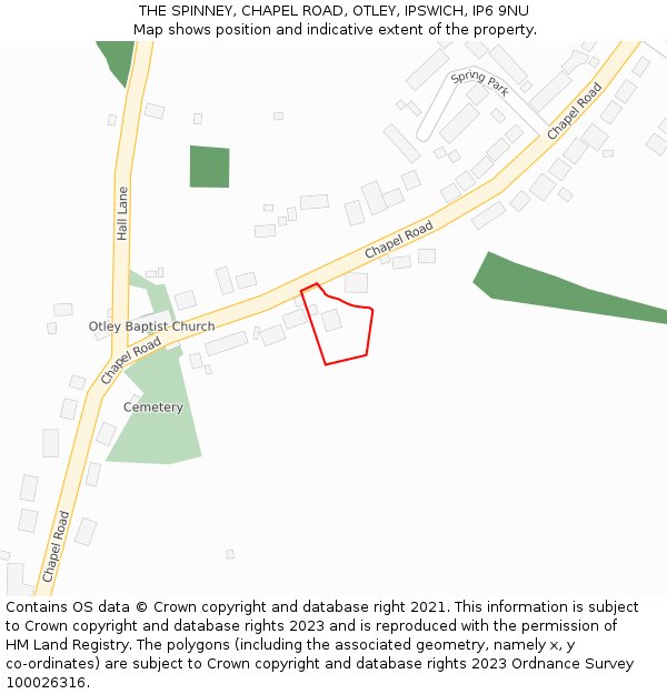 THE SPINNEY, CHAPEL ROAD, OTLEY, IPSWICH, IP6 9NU: Location map and indicative extent of plot