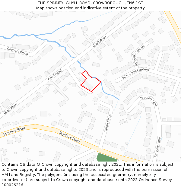 THE SPINNEY, GHYLL ROAD, CROWBOROUGH, TN6 1ST: Location map and indicative extent of plot