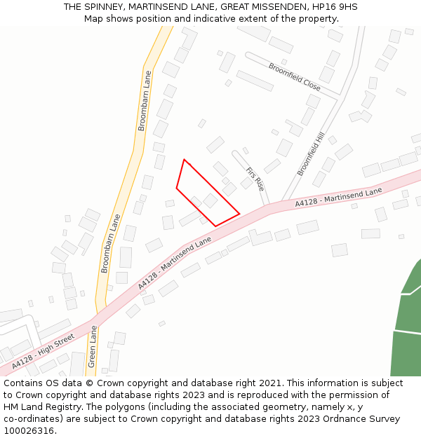 THE SPINNEY, MARTINSEND LANE, GREAT MISSENDEN, HP16 9HS: Location map and indicative extent of plot