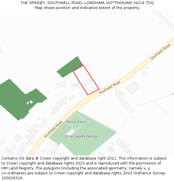 THE SPINNEY, SOUTHWELL ROAD, LOWDHAM, NOTTINGHAM, NG14 7DQ: Location map and indicative extent of plot