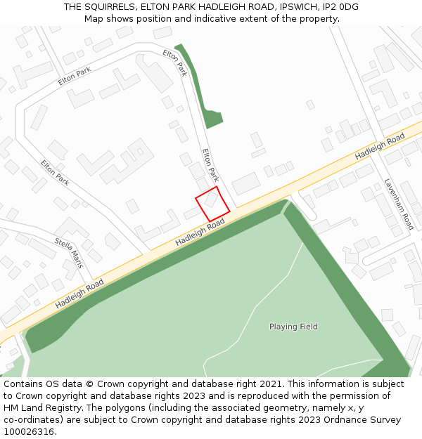 THE SQUIRRELS, ELTON PARK HADLEIGH ROAD, IPSWICH, IP2 0DG: Location map and indicative extent of plot