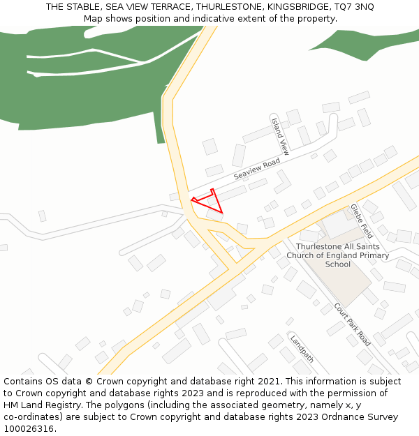 THE STABLE, SEA VIEW TERRACE, THURLESTONE, KINGSBRIDGE, TQ7 3NQ: Location map and indicative extent of plot