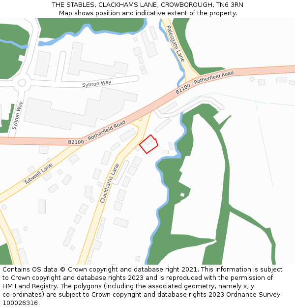 THE STABLES, CLACKHAMS LANE, CROWBOROUGH, TN6 3RN: Location map and indicative extent of plot