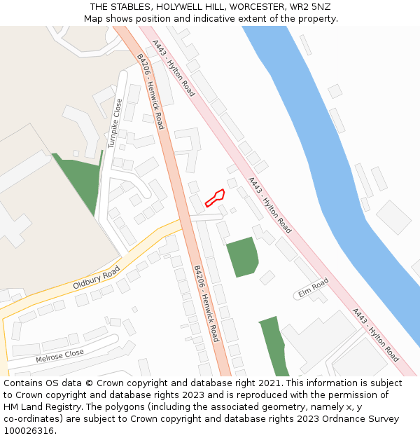 THE STABLES, HOLYWELL HILL, WORCESTER, WR2 5NZ: Location map and indicative extent of plot
