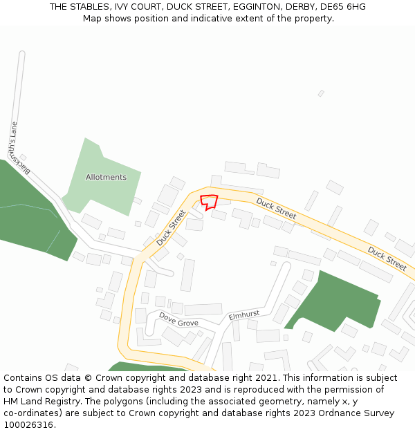 THE STABLES, IVY COURT, DUCK STREET, EGGINTON, DERBY, DE65 6HG: Location map and indicative extent of plot