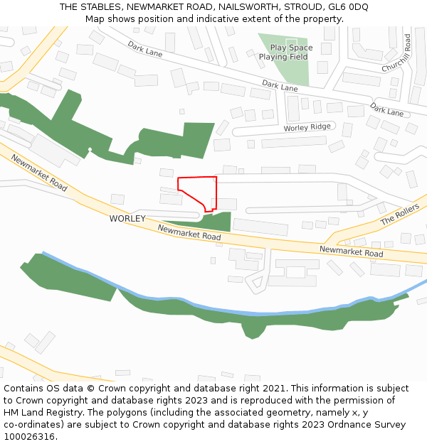 THE STABLES, NEWMARKET ROAD, NAILSWORTH, STROUD, GL6 0DQ: Location map and indicative extent of plot