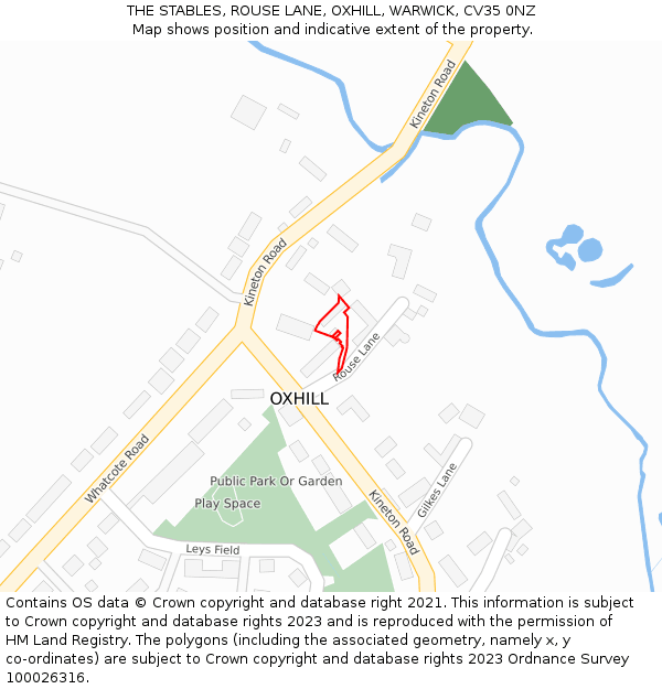 THE STABLES, ROUSE LANE, OXHILL, WARWICK, CV35 0NZ: Location map and indicative extent of plot