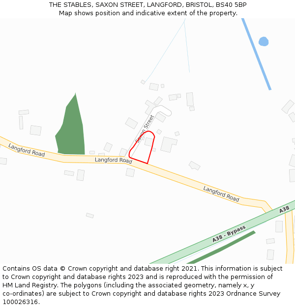 THE STABLES, SAXON STREET, LANGFORD, BRISTOL, BS40 5BP: Location map and indicative extent of plot