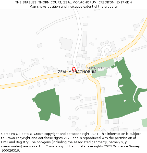 THE STABLES, THORN COURT, ZEAL MONACHORUM, CREDITON, EX17 6DH: Location map and indicative extent of plot