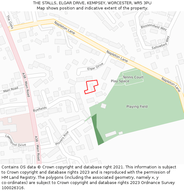 THE STALLS, ELGAR DRIVE, KEMPSEY, WORCESTER, WR5 3PU: Location map and indicative extent of plot