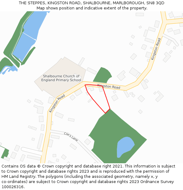 THE STEPPES, KINGSTON ROAD, SHALBOURNE, MARLBOROUGH, SN8 3QD: Location map and indicative extent of plot