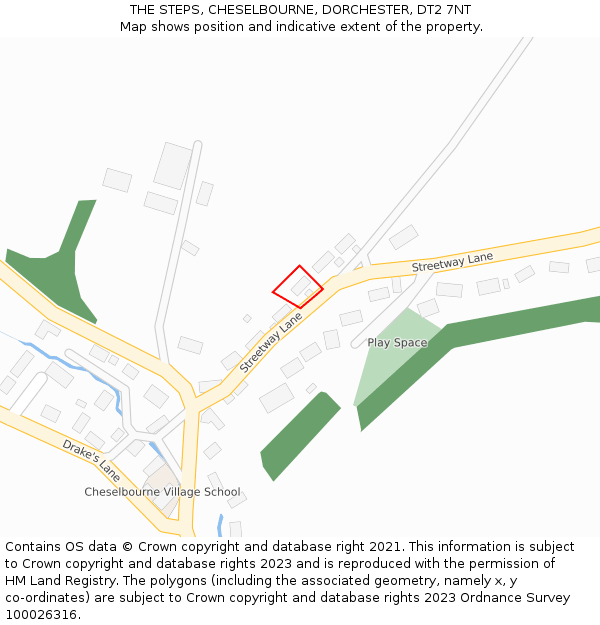 THE STEPS, CHESELBOURNE, DORCHESTER, DT2 7NT: Location map and indicative extent of plot