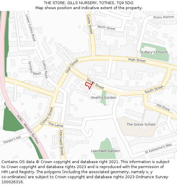 THE STORE, GILLS NURSERY, TOTNES, TQ9 5DG: Location map and indicative extent of plot