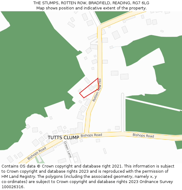 THE STUMPS, ROTTEN ROW, BRADFIELD, READING, RG7 6LG: Location map and indicative extent of plot