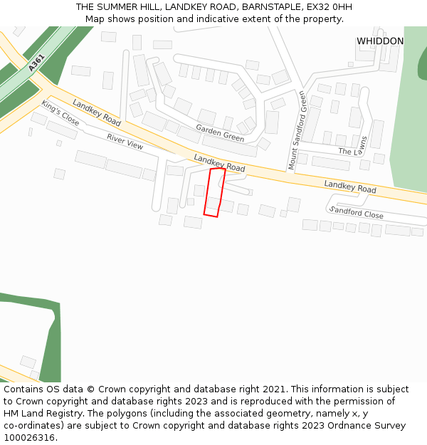 THE SUMMER HILL, LANDKEY ROAD, BARNSTAPLE, EX32 0HH: Location map and indicative extent of plot