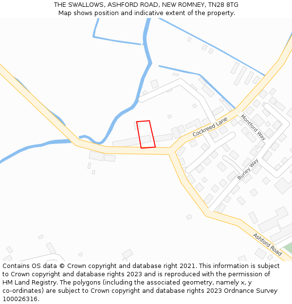 THE SWALLOWS, ASHFORD ROAD, NEW ROMNEY, TN28 8TG: Location map and indicative extent of plot