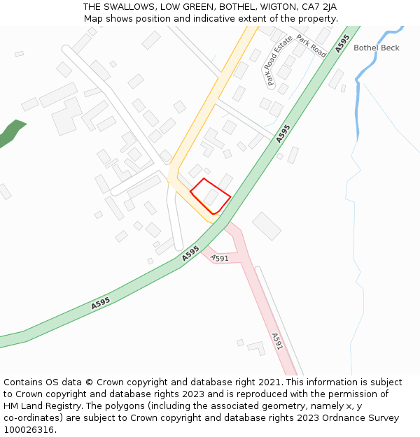 THE SWALLOWS, LOW GREEN, BOTHEL, WIGTON, CA7 2JA: Location map and indicative extent of plot