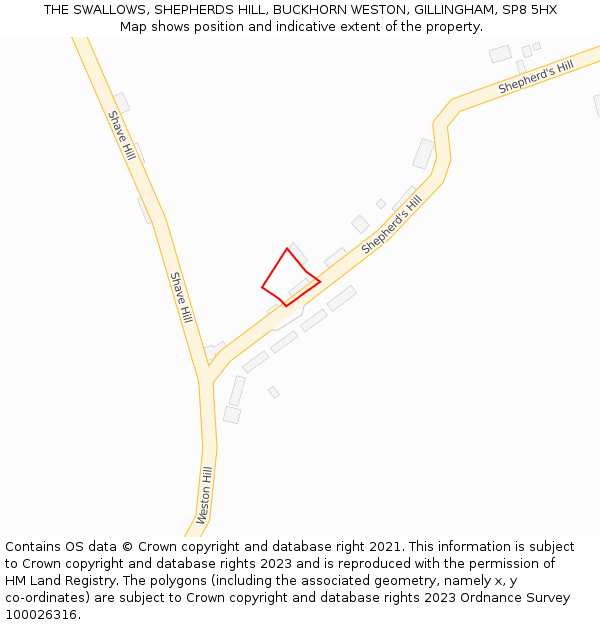 THE SWALLOWS, SHEPHERDS HILL, BUCKHORN WESTON, GILLINGHAM, SP8 5HX: Location map and indicative extent of plot