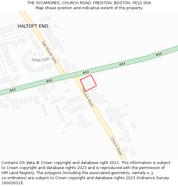 THE SYCAMORES, CHURCH ROAD, FREISTON, BOSTON, PE22 0NX: Location map and indicative extent of plot