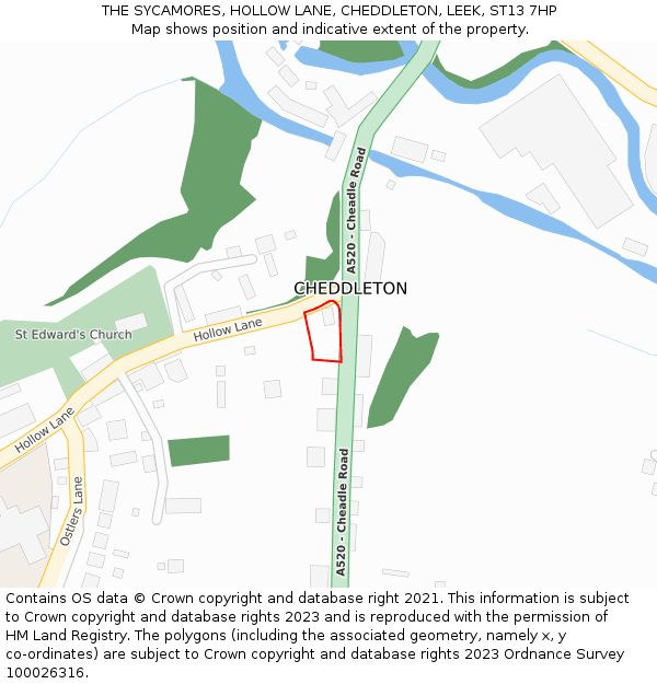 THE SYCAMORES, HOLLOW LANE, CHEDDLETON, LEEK, ST13 7HP: Location map and indicative extent of plot