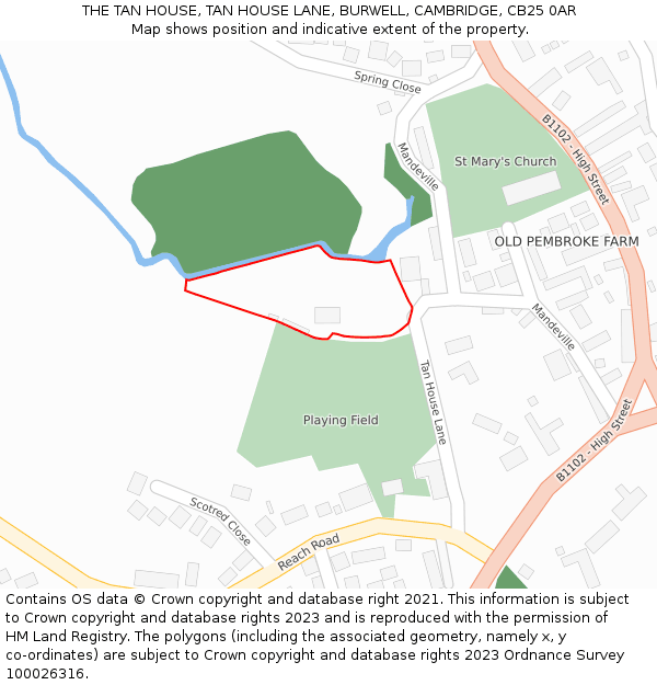 THE TAN HOUSE, TAN HOUSE LANE, BURWELL, CAMBRIDGE, CB25 0AR: Location map and indicative extent of plot