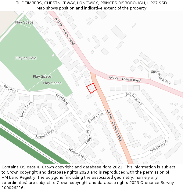 THE TIMBERS, CHESTNUT WAY, LONGWICK, PRINCES RISBOROUGH, HP27 9SD: Location map and indicative extent of plot