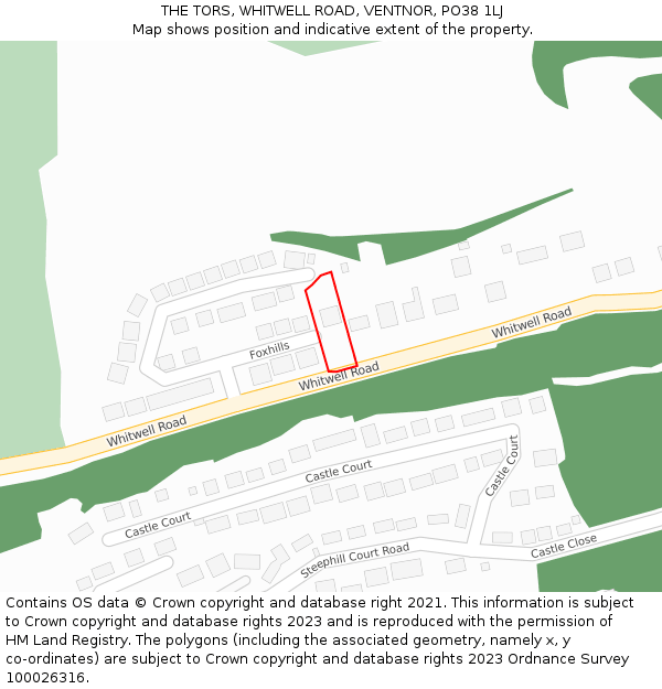 THE TORS, WHITWELL ROAD, VENTNOR, PO38 1LJ: Location map and indicative extent of plot